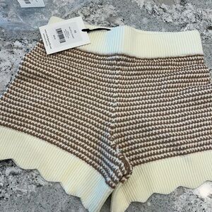 Rachel Parcell High Waist Knit Shorts - Brown and Cream